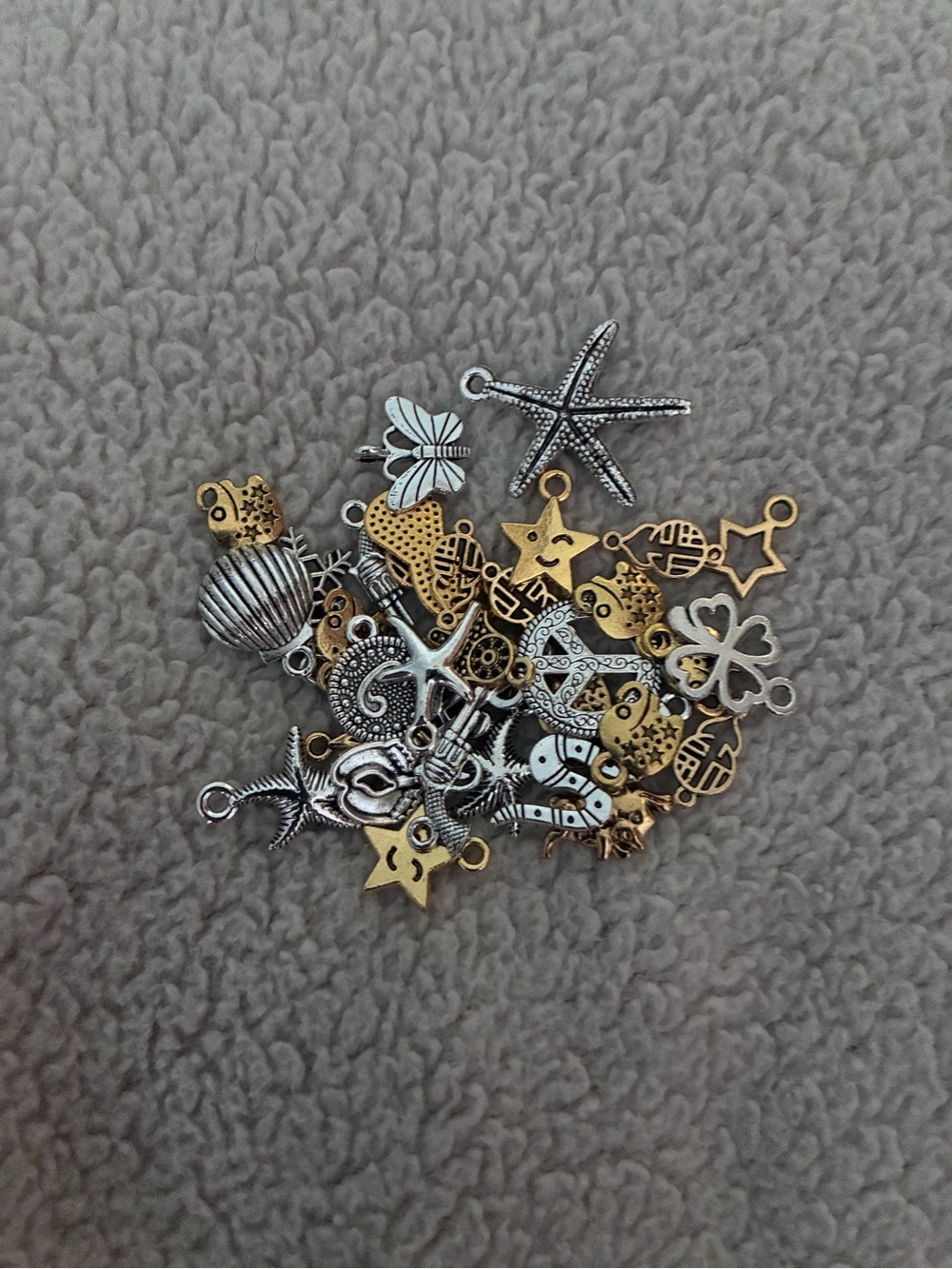 Mixed Jewelry Supplies - Life Charms Lot - Silver and Gold-Tone Metal - Assorted